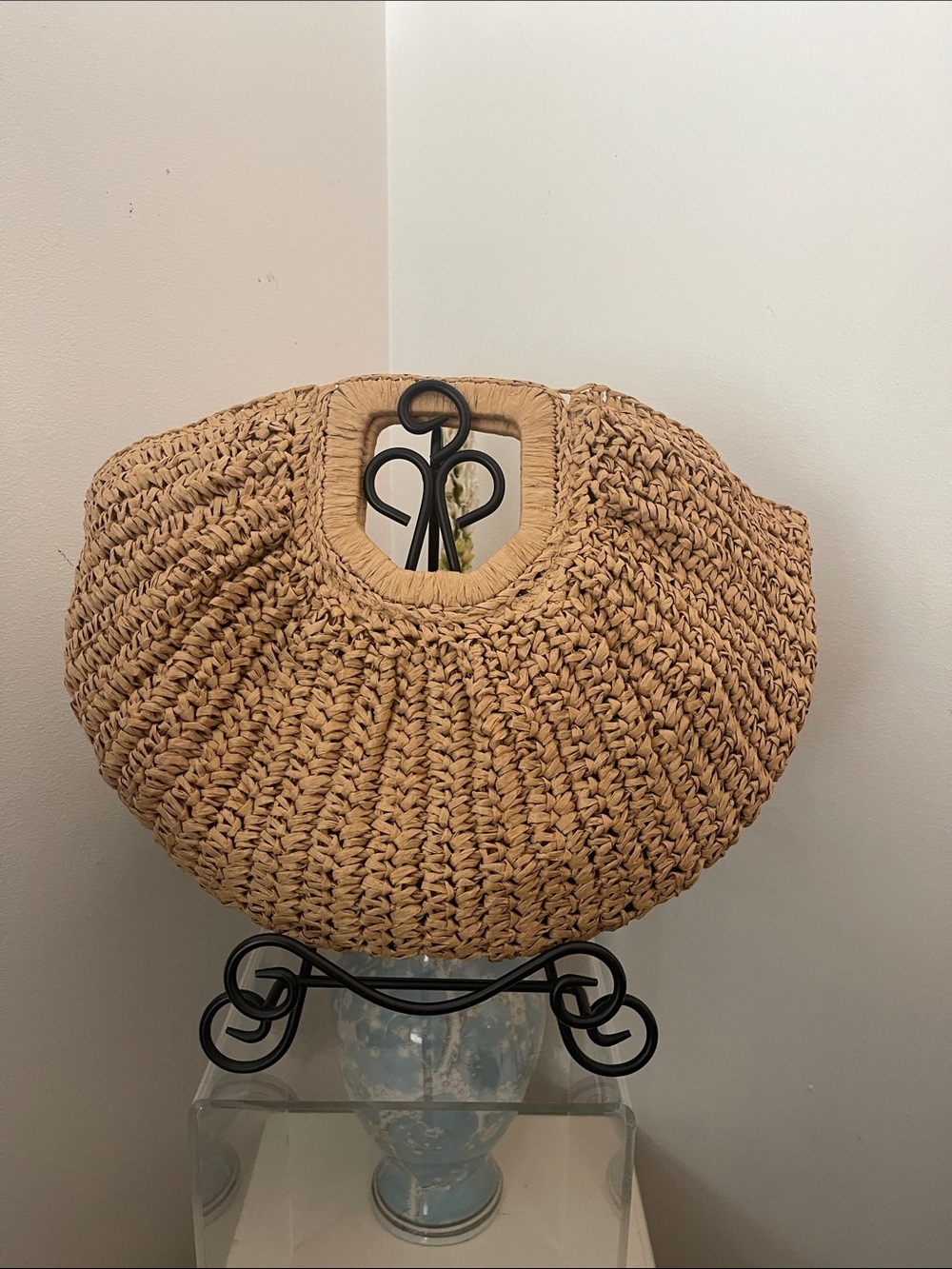 Woven Straw Tote Bag - Natural Tan